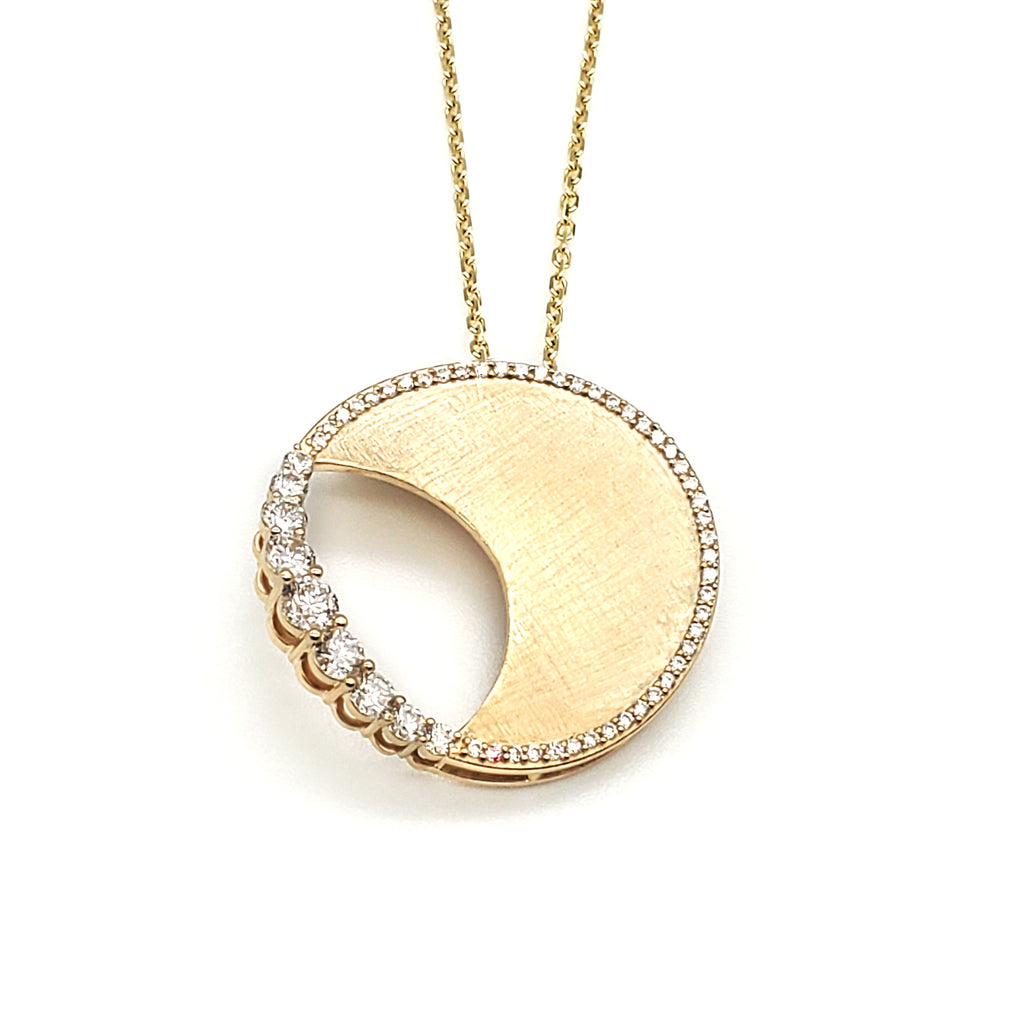Half Moon Cross Satin Diamond Pendant image 3