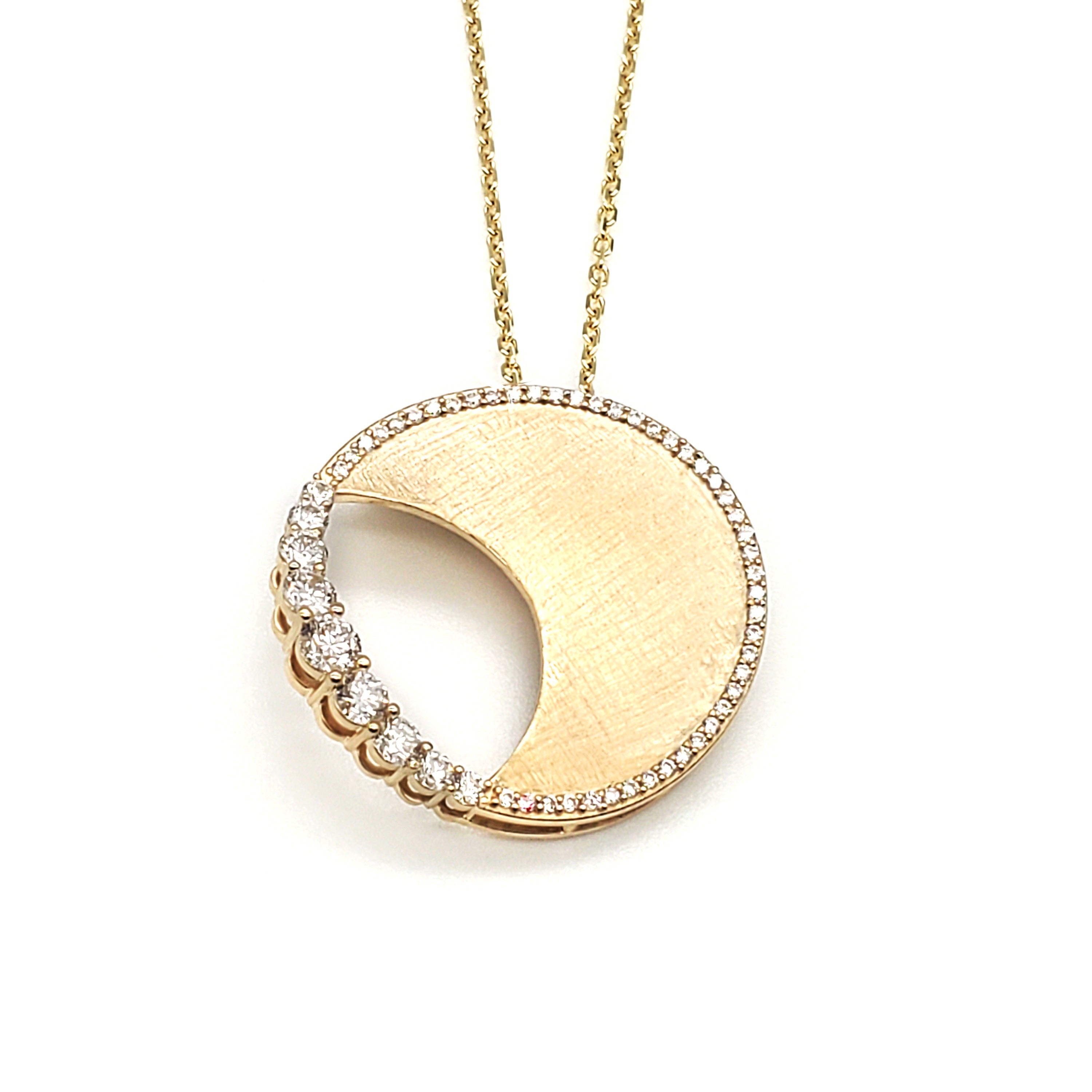 Half Moon Cross Satin Diamond Pendant image 3