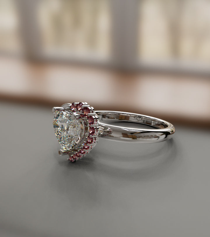 Half Halo 1.5ct Heart Shape Crown Fancy Ring image 5