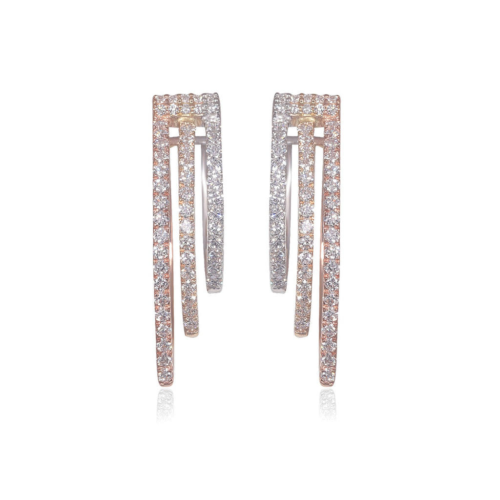 Triple-Color Gold Diamond Hoop Earring image 1