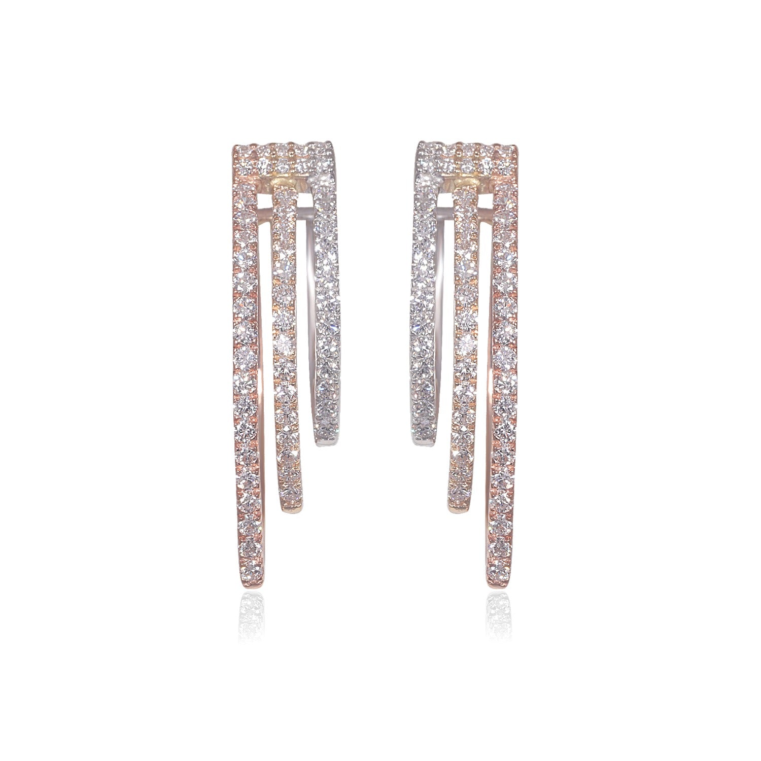 Triple-Color Gold Diamond Hoop Earring image 1