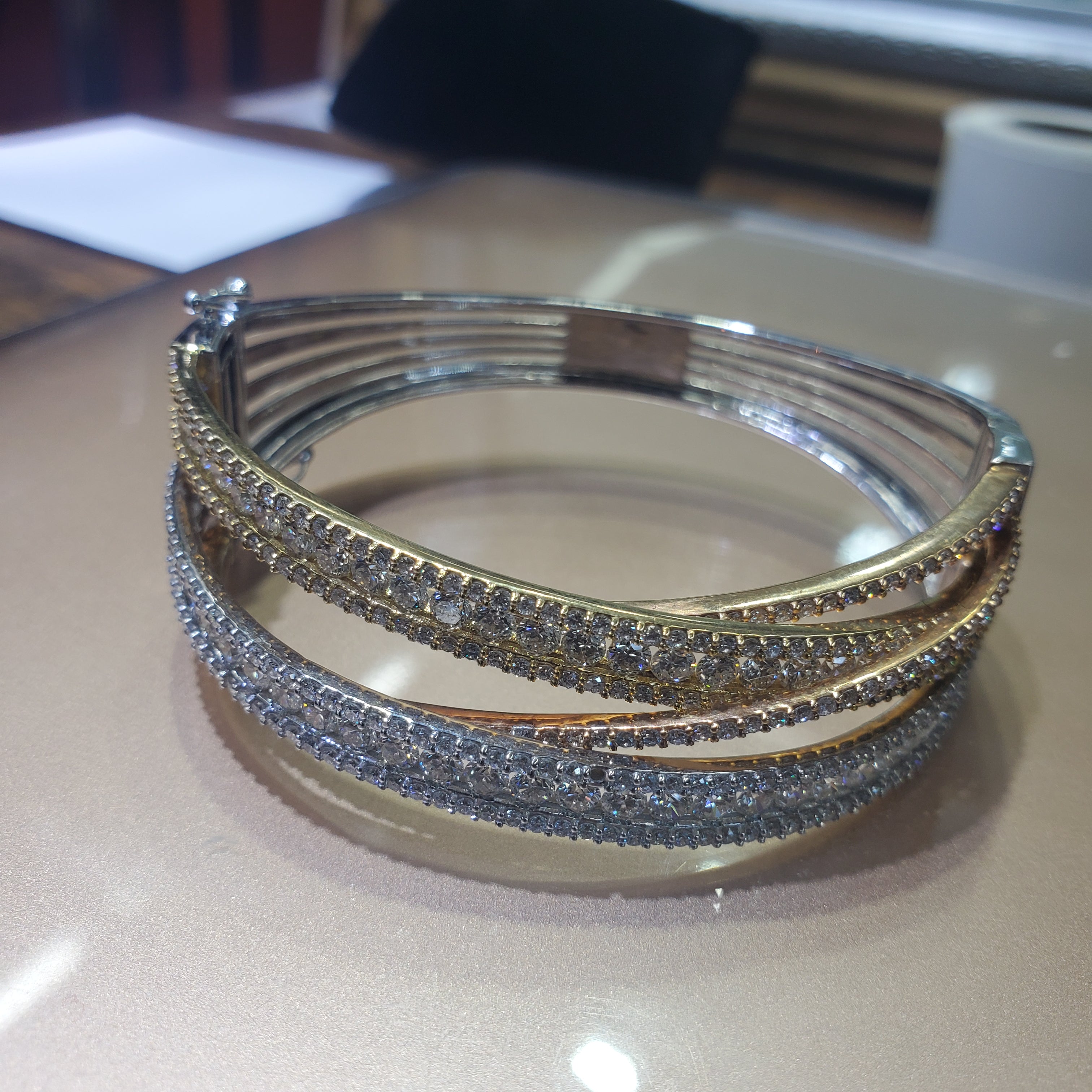 Two Tone Diamond Bangle image 8