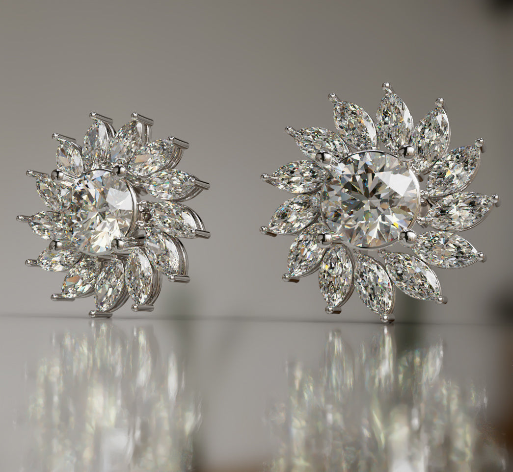 Sunflower Diamond Earring image 7