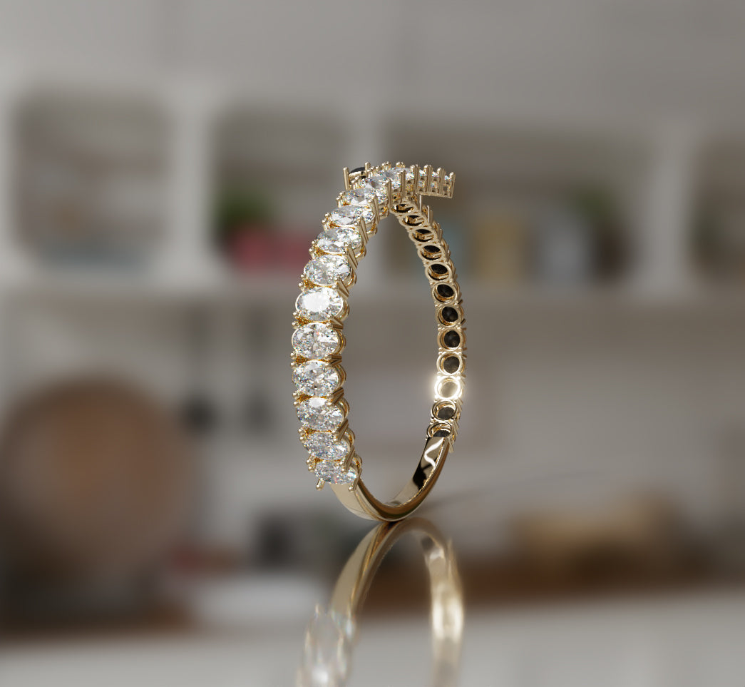 Round Black Onyx and Oval Diamond Bangle image 7