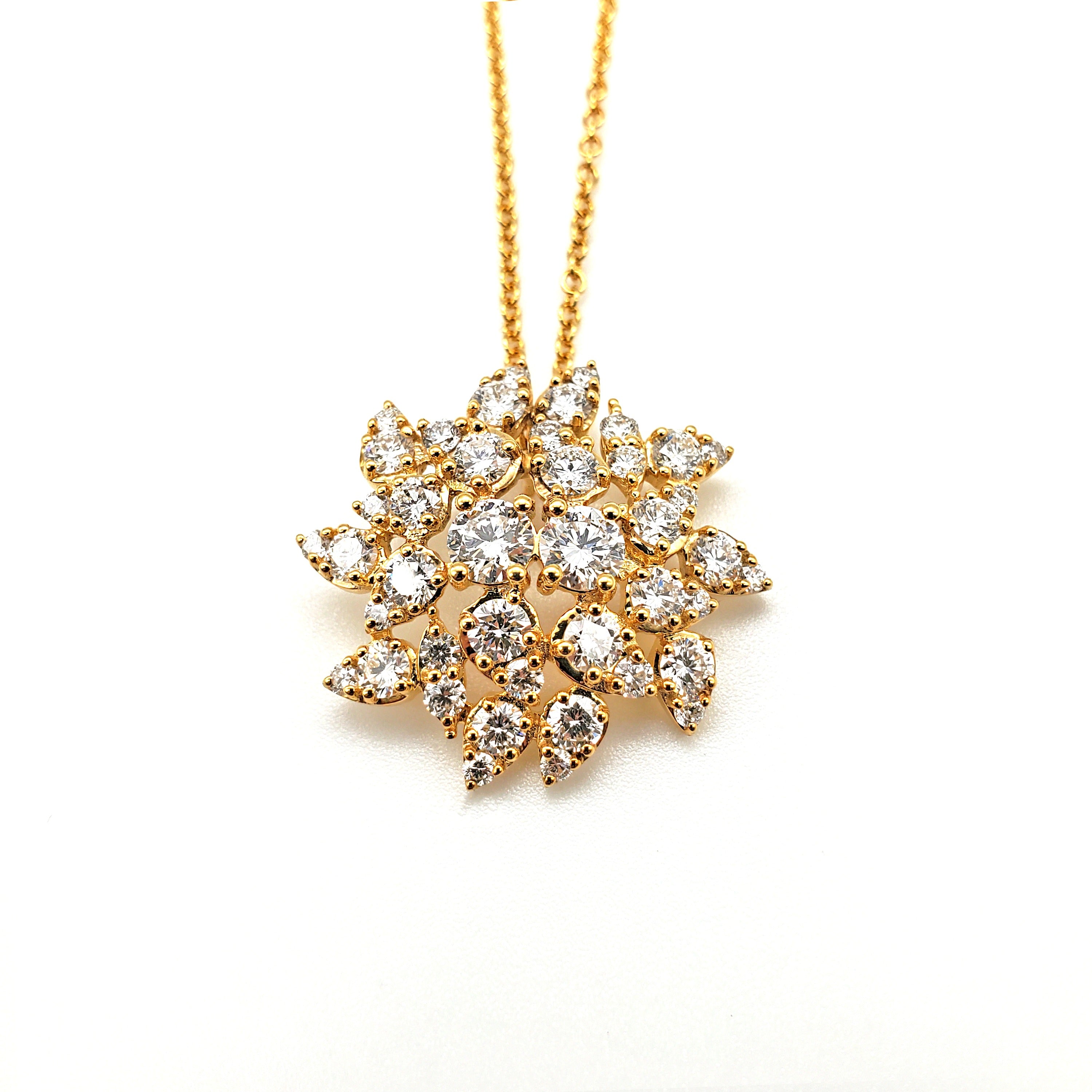 Dome Flower Shape Diamond Pendant image 0