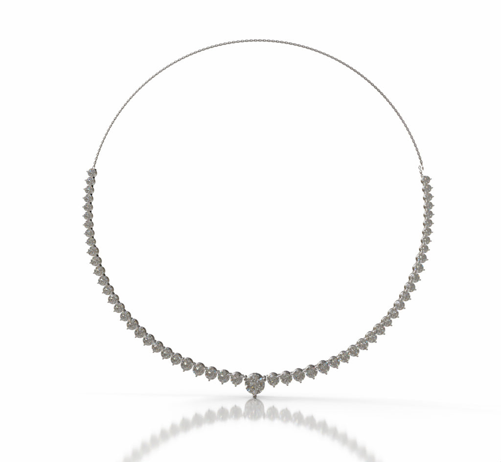 Three Prongs Tapered Diamond Tennis Necklace image 3
