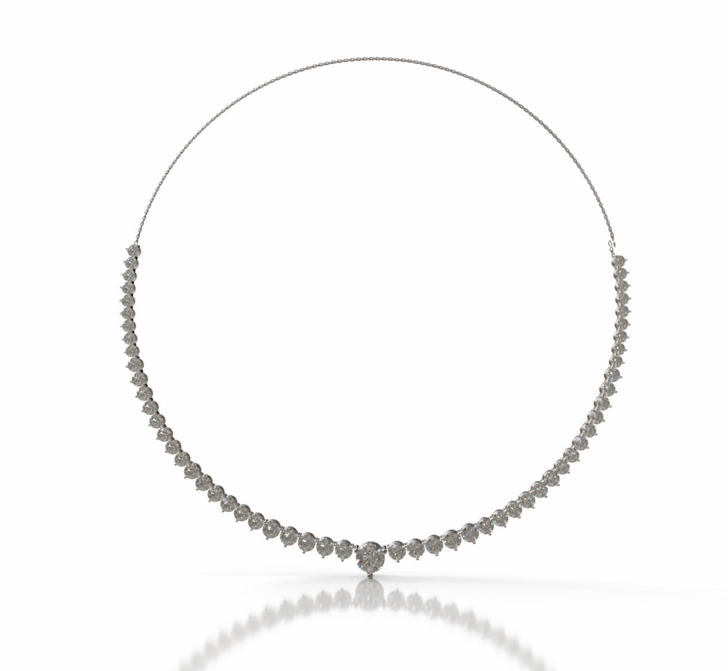 Three Prongs Tapered Diamond Tennis Necklace image 3