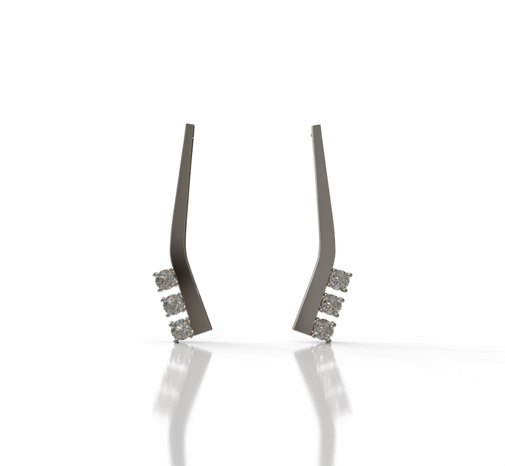 Solid Curved Diamond Earring image 2