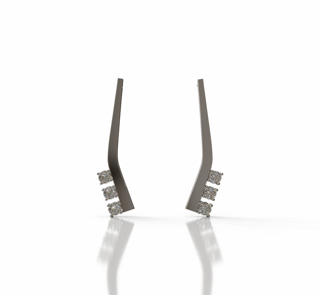 Solid Curved Diamond Earring image 2