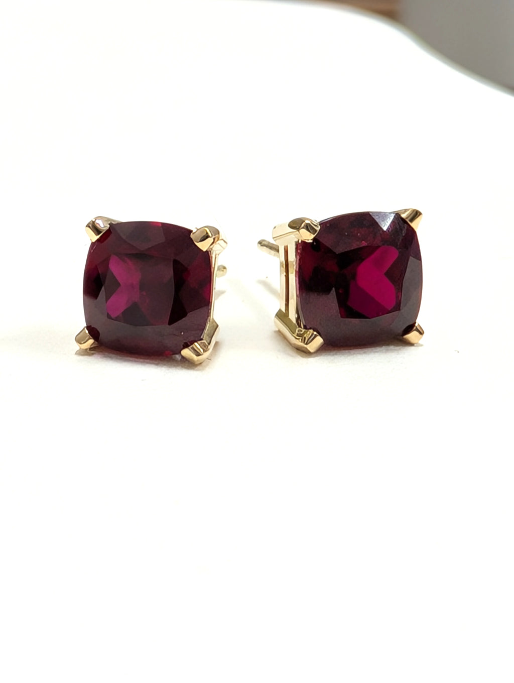 Cushion Cut Garnet Stud Earring image 1