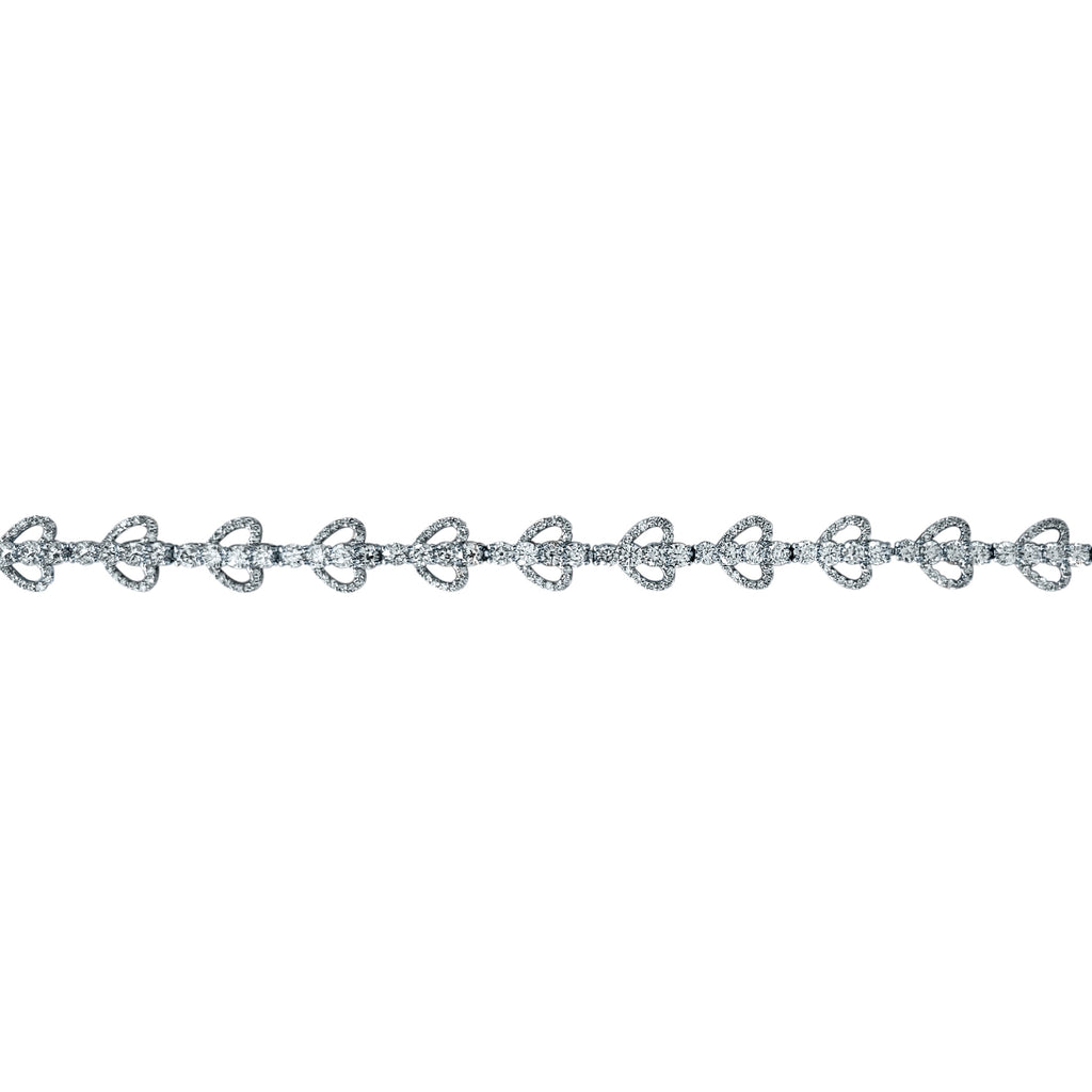 Tennis Bracelet with Diamond Heart & Round Diamond in 14kt White Gold image 2