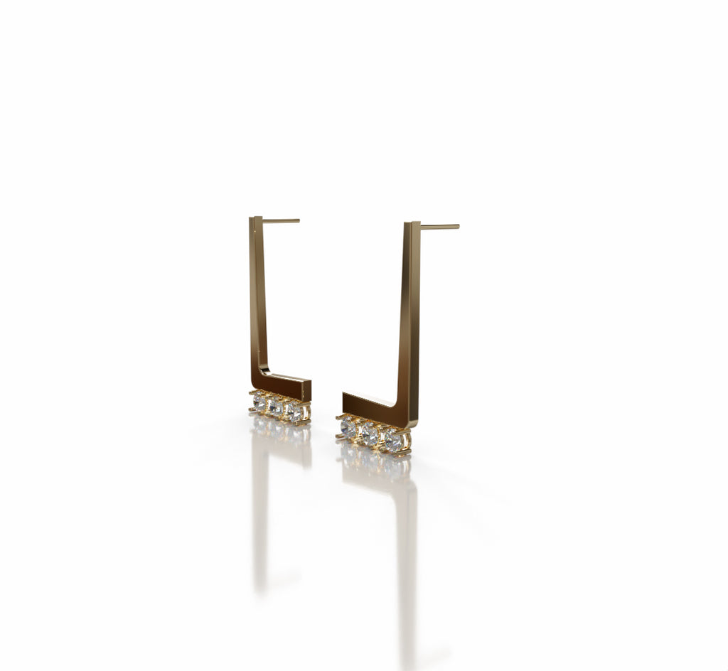 L Shape Solid Diamond Earring image 8