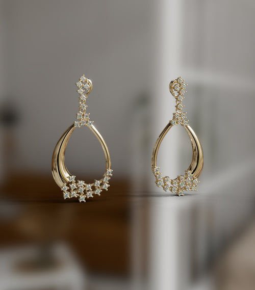 Celestial Cascade Hoops Diamond Dangle Earring image 1