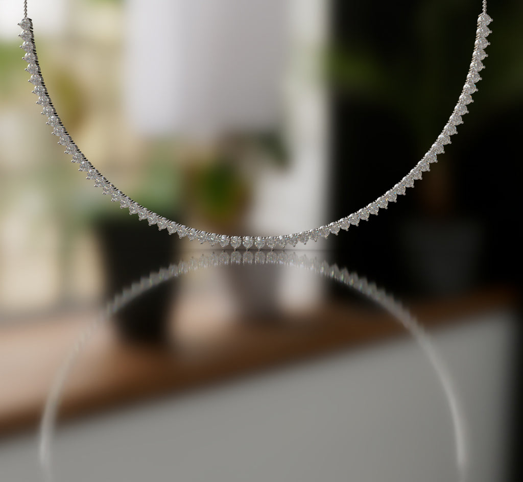 3 Prong Classic Diamond Tennis Necklace image 3