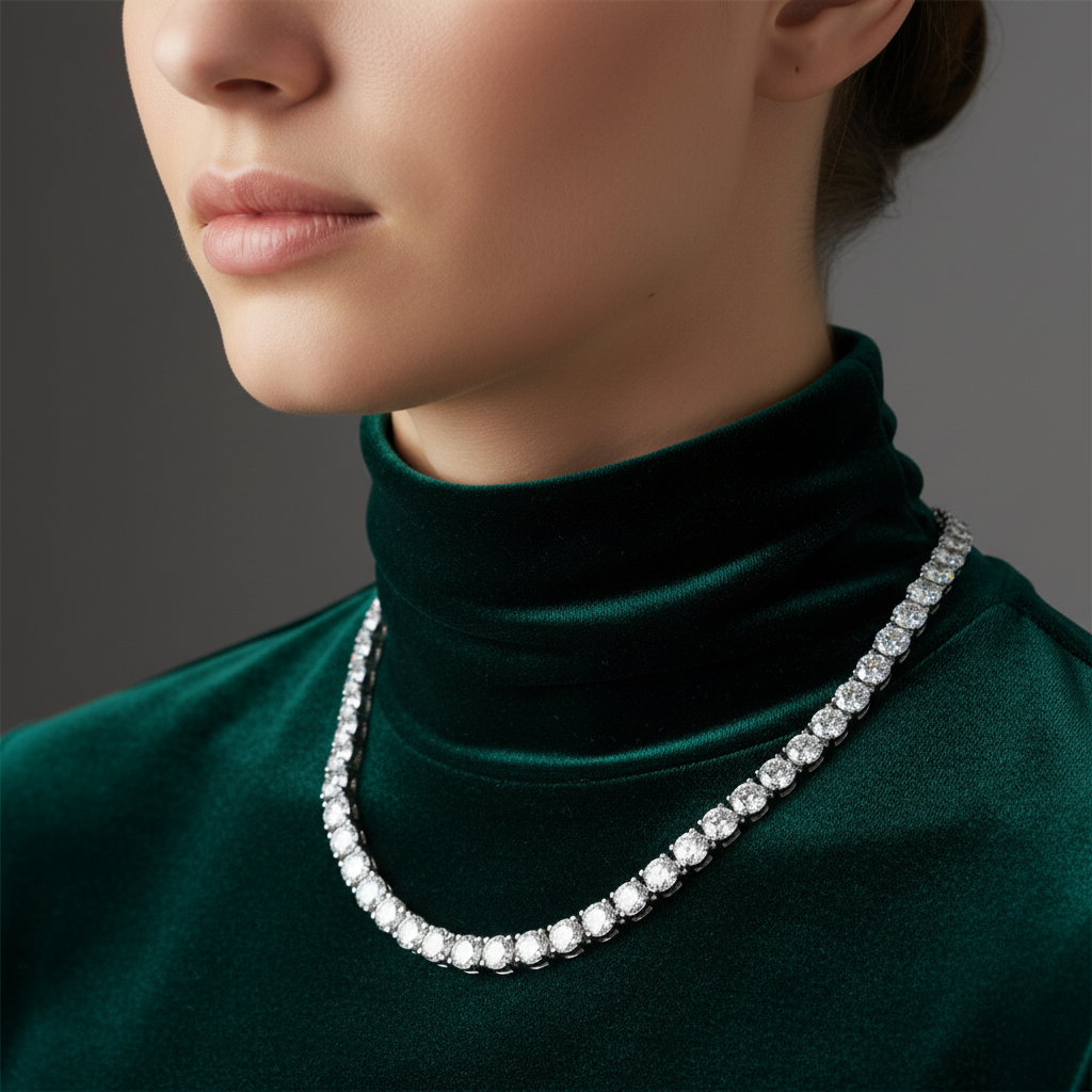 4 Prong Classic Diamond Tennis Necklace