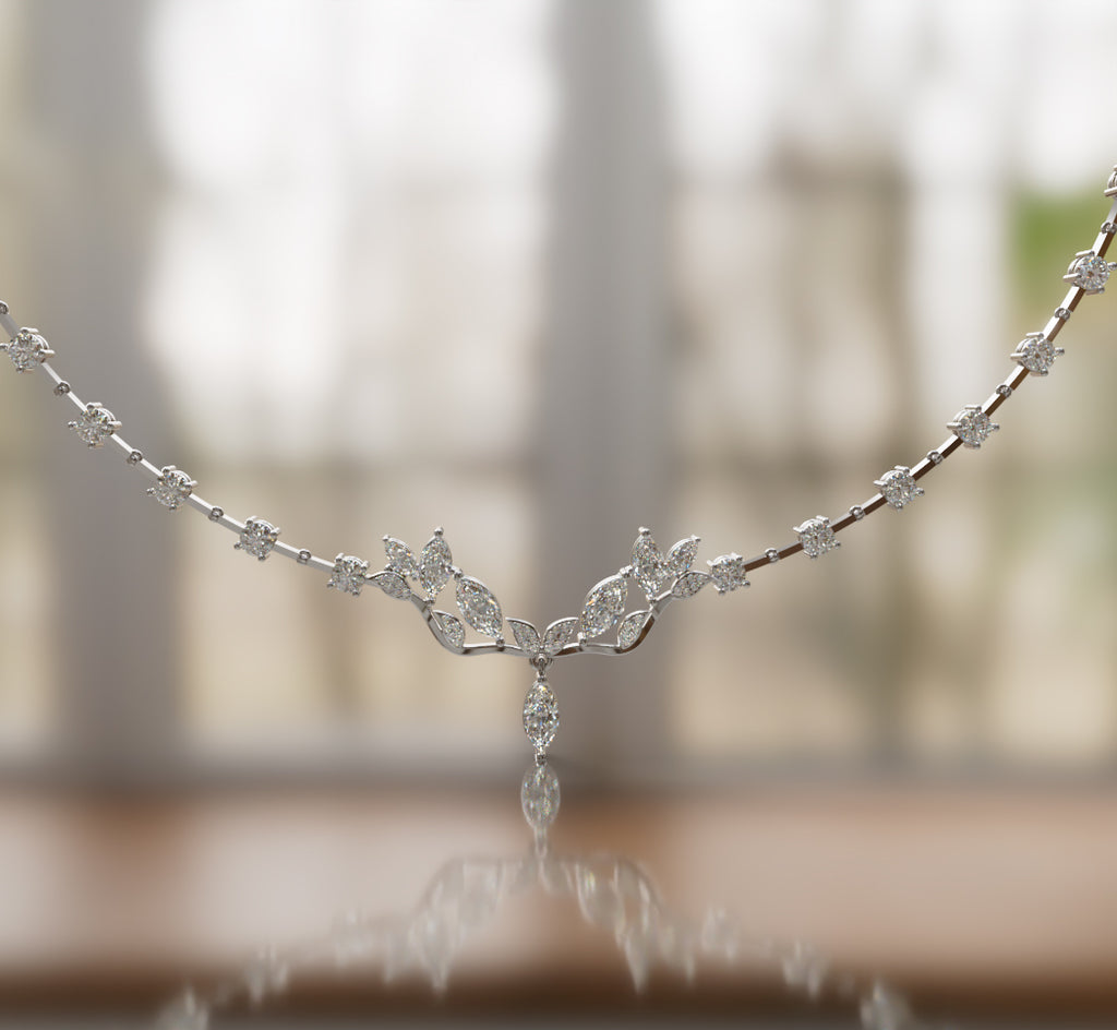 Fancy Cathedral Marquise Diamond  Necklace image 14