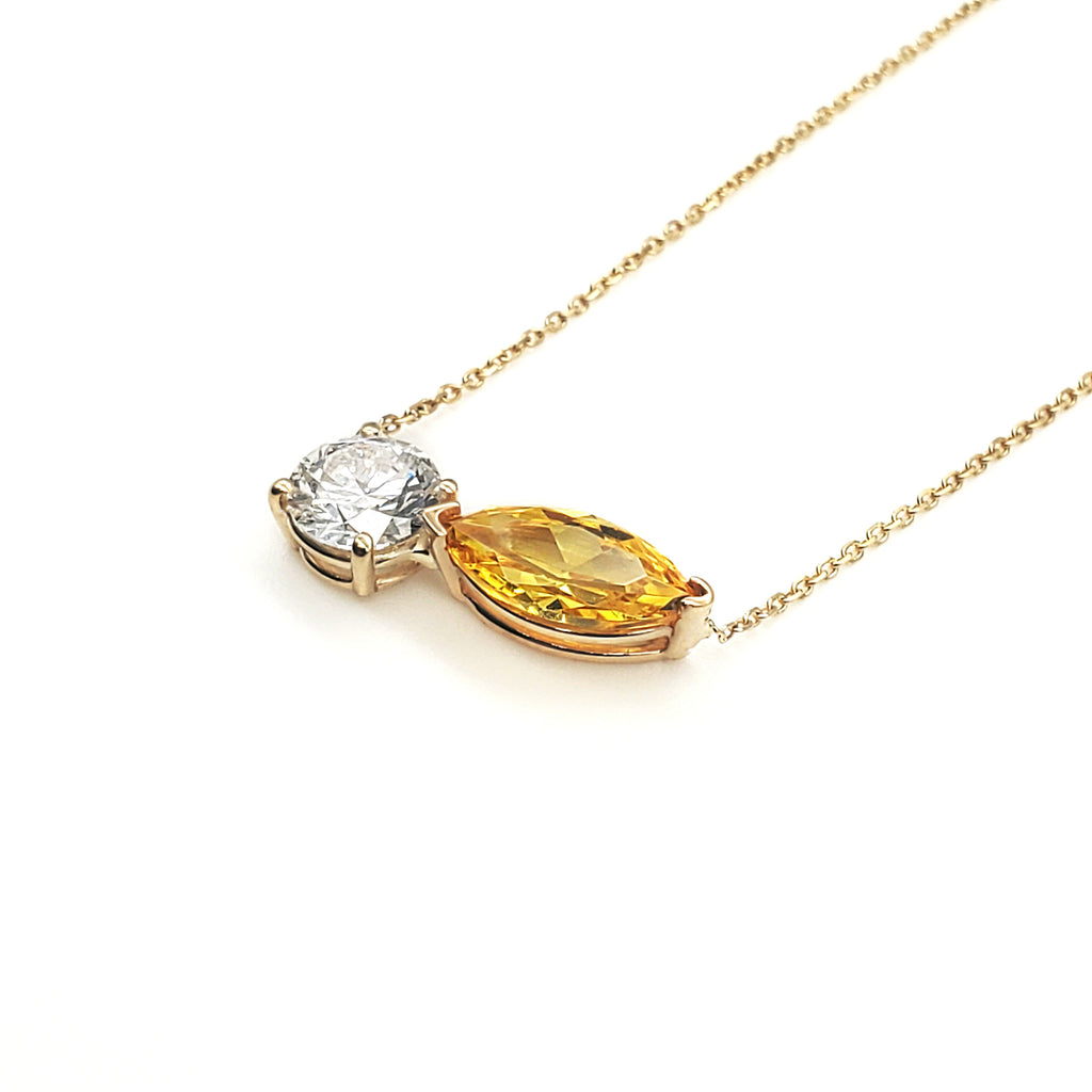 Round and Marquise Diamond Stud Pendant image 3