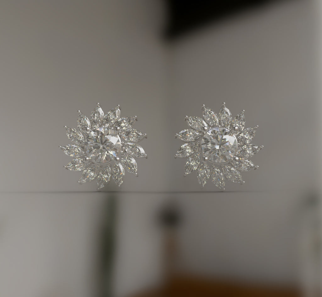 Sunflower Diamond Earring image 10