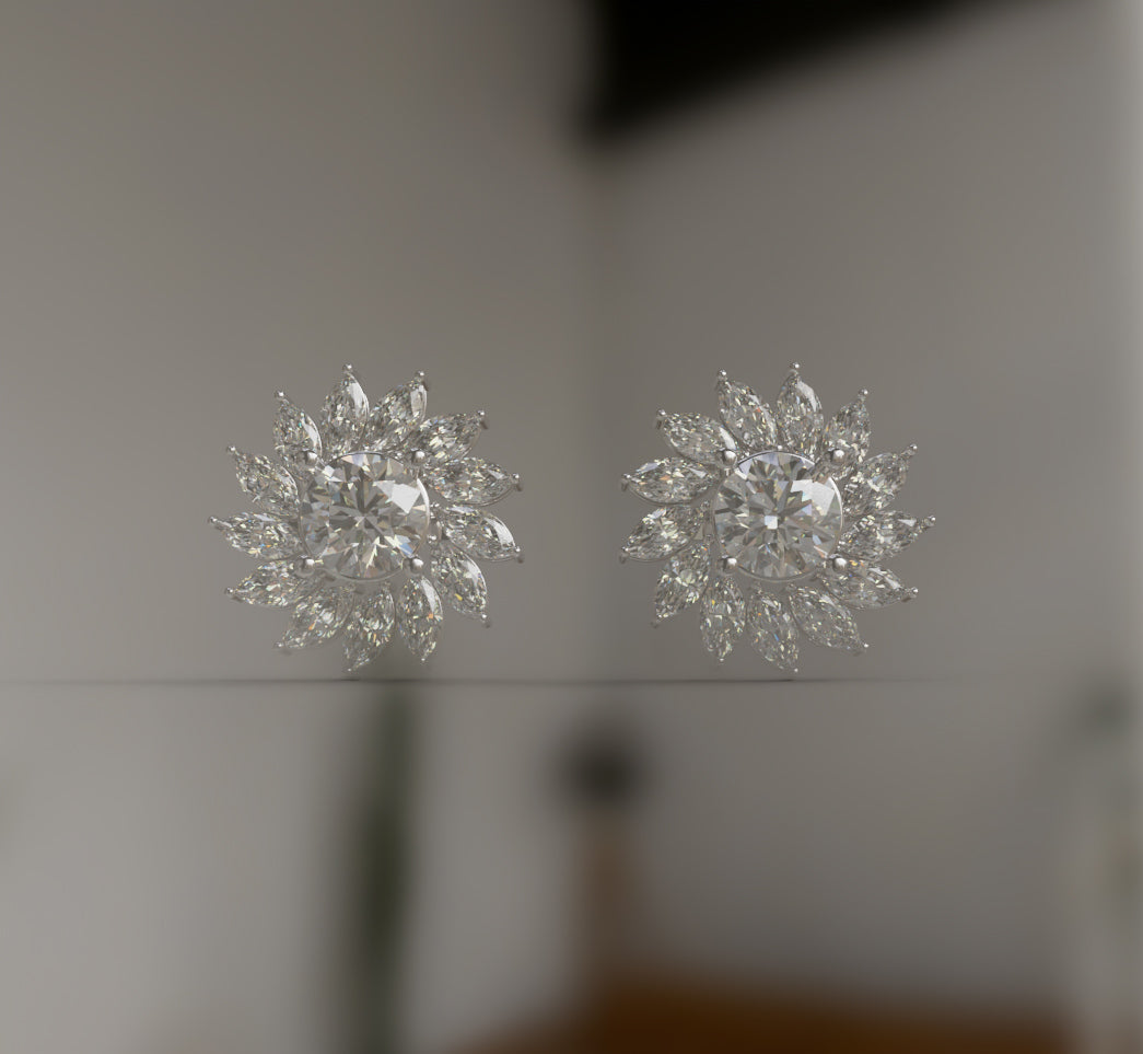 Sunflower Diamond Earring image 10