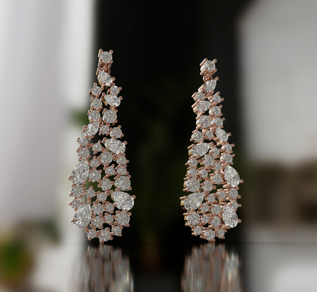 Pear Shapes Touch Diamond Dangle Earring image 1