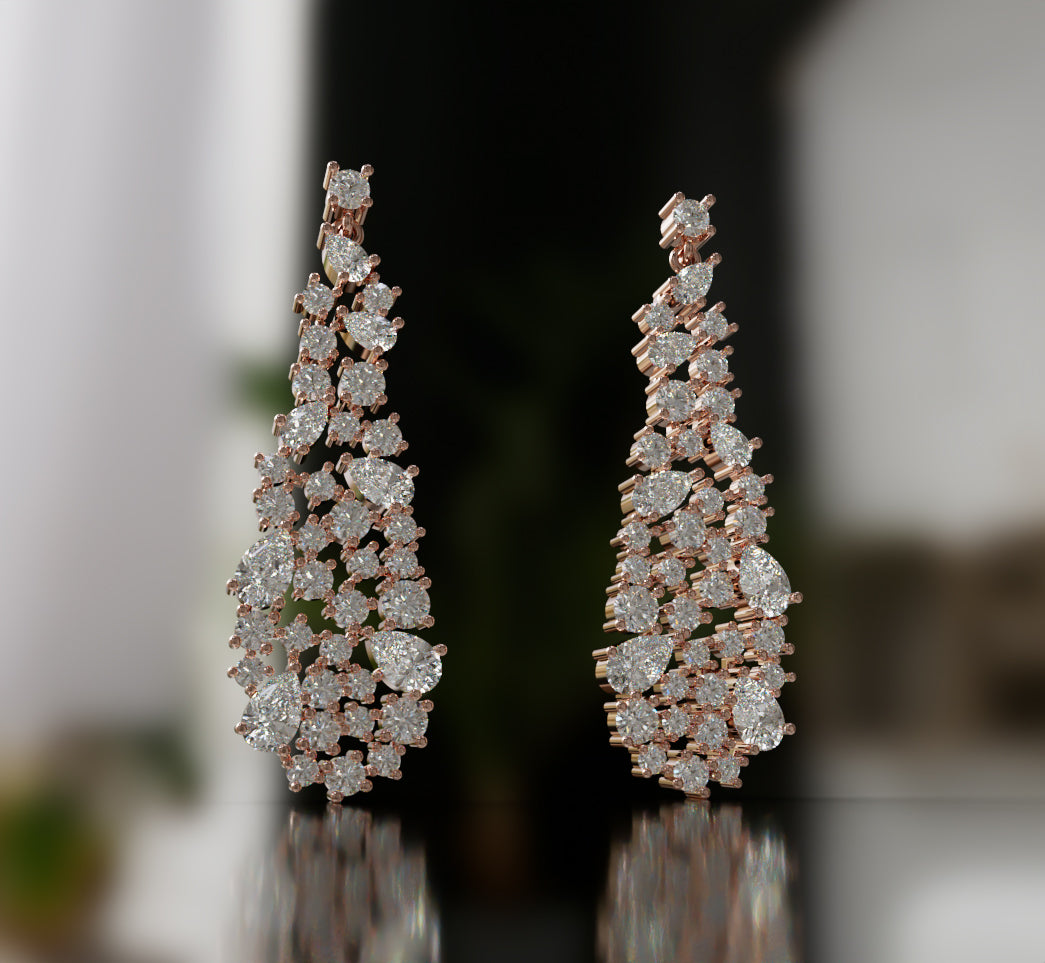 Pear Shapes Touch Diamond Dangle Earring image 1