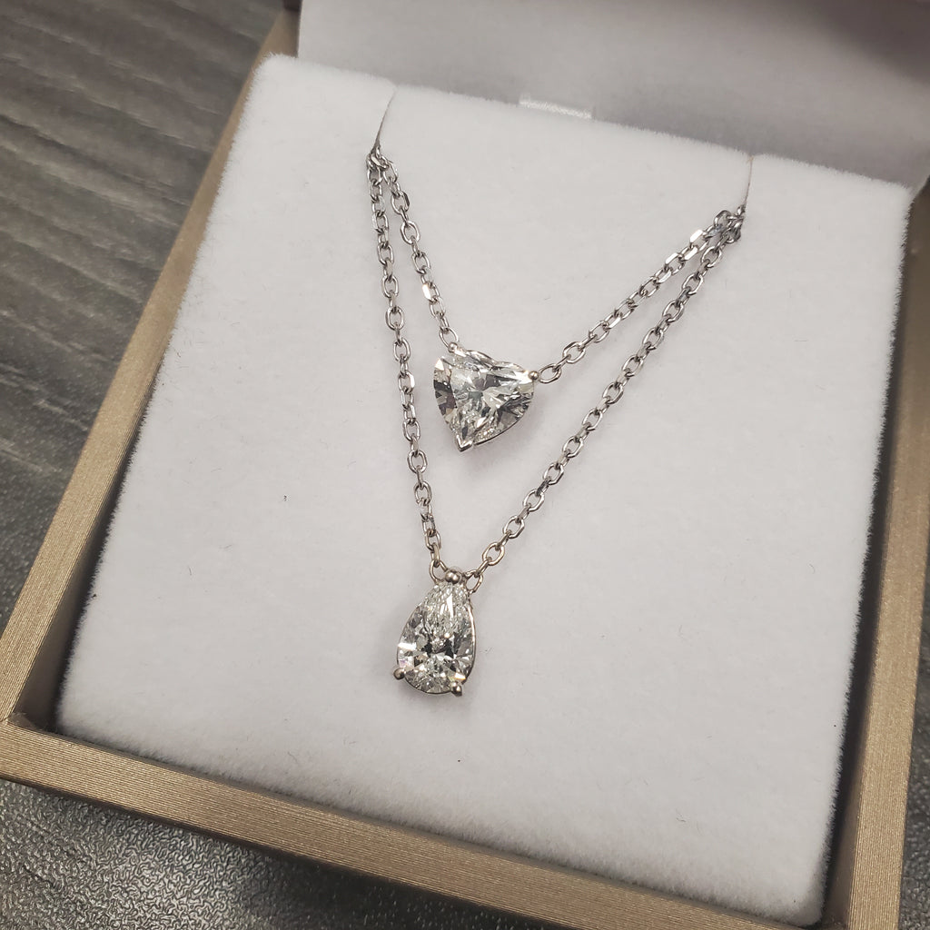 Double Row Heart & Pear Shape Diamond Necklace image 0