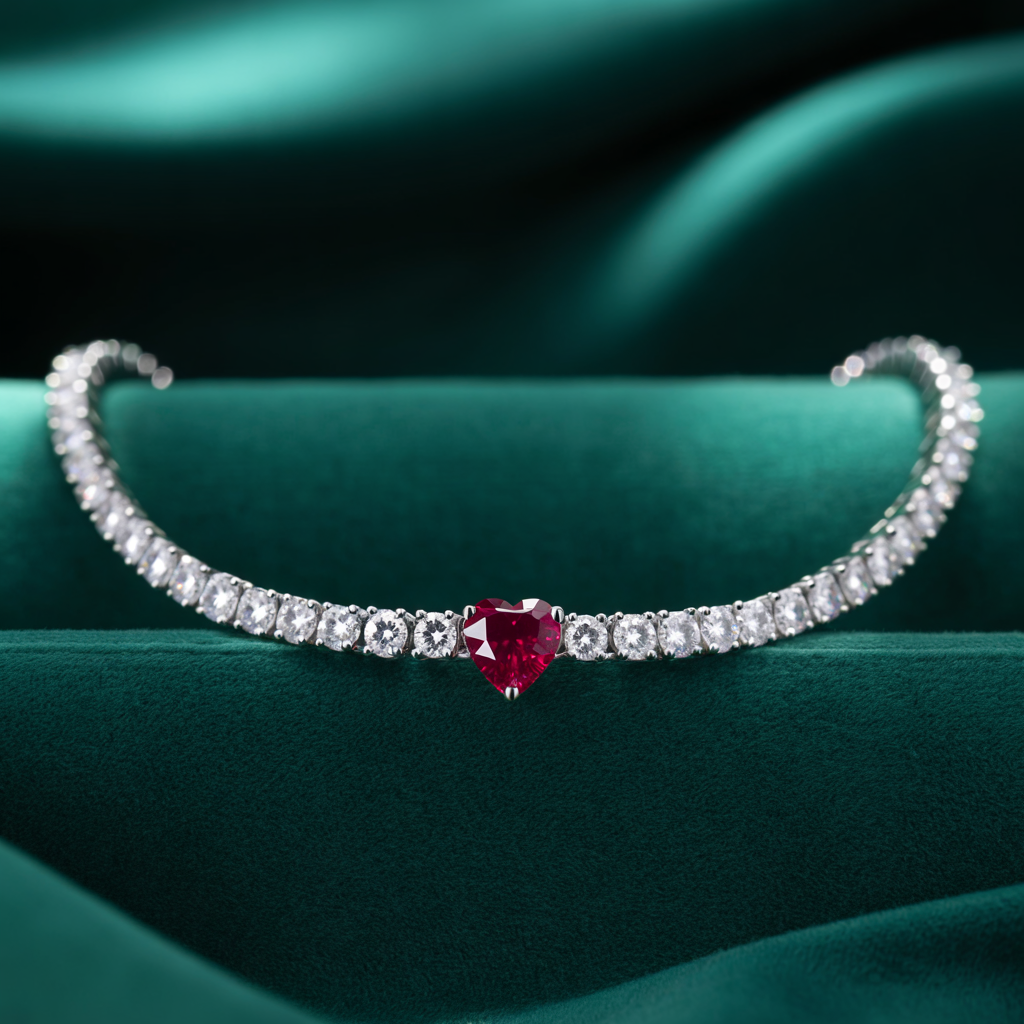 Crimson Heart Radiance Diamond Necklace image 4