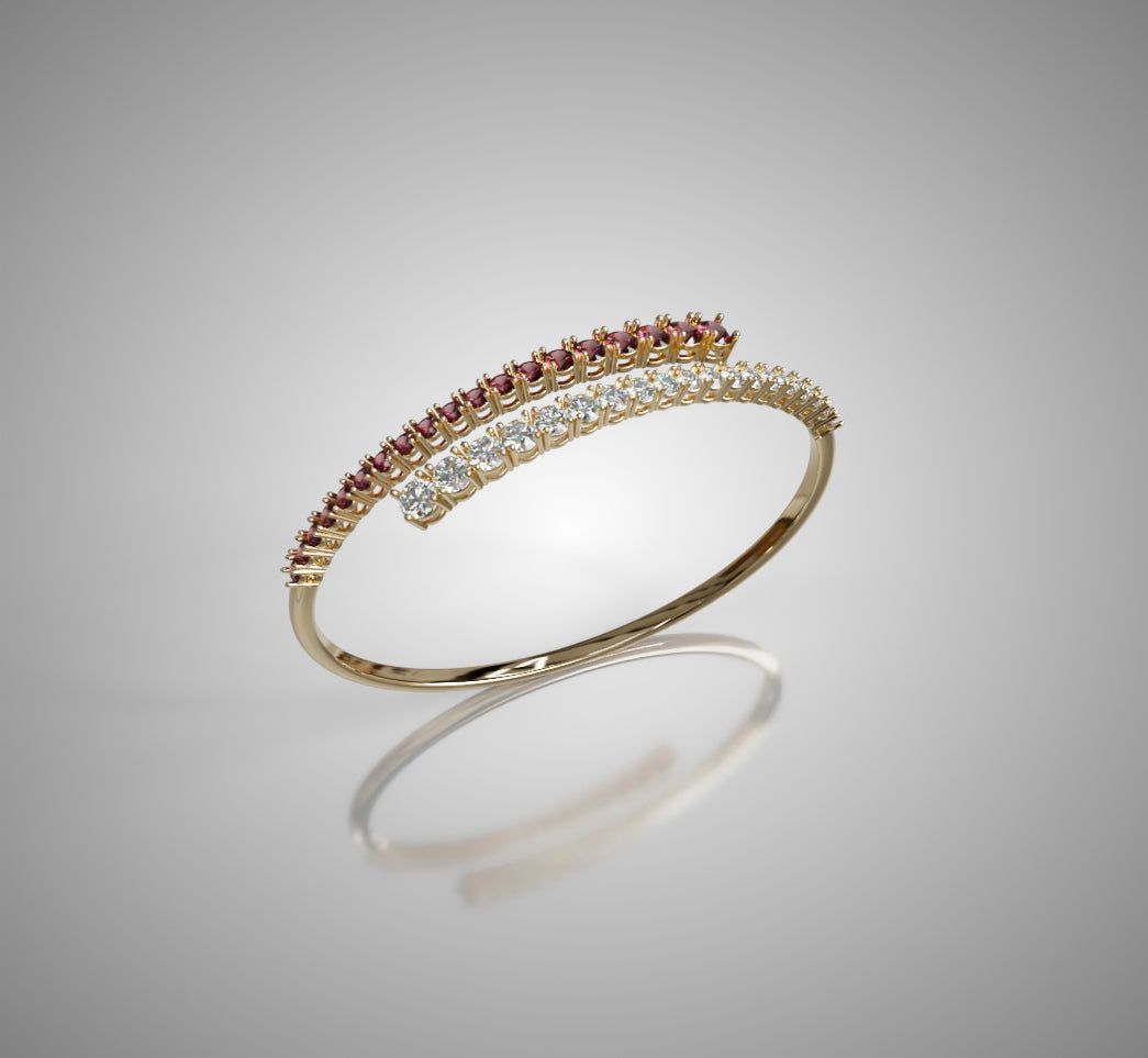 Single Row Wrap Garnet and Diamond Bangle image 11