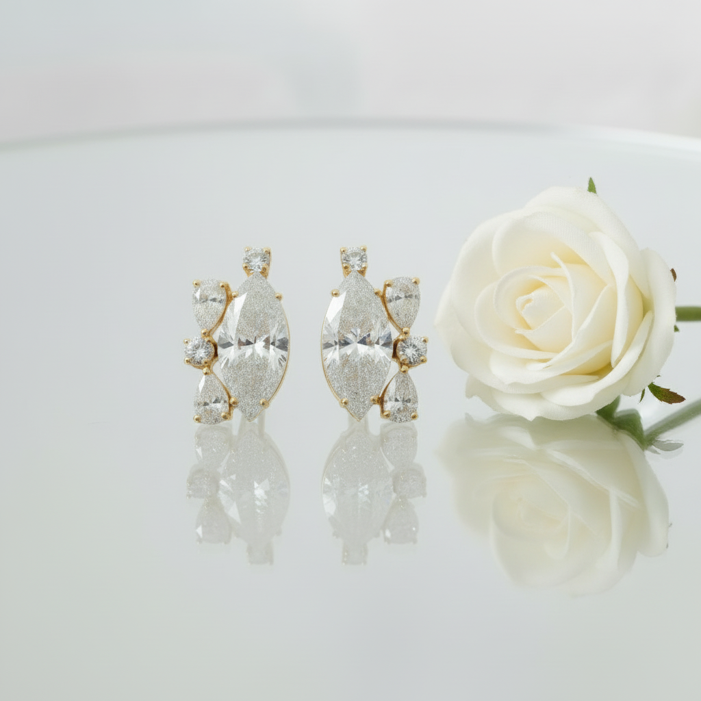 Solar Radiance Marquise Diamond Stud Earrings image 1