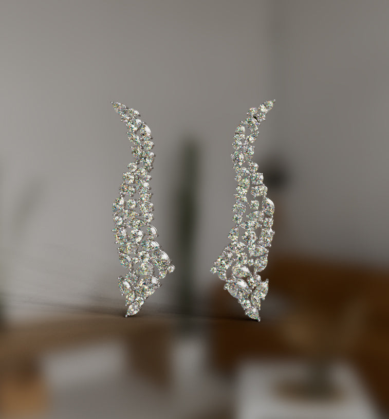Wavy Fancy Shapes Diamond Earring image 4