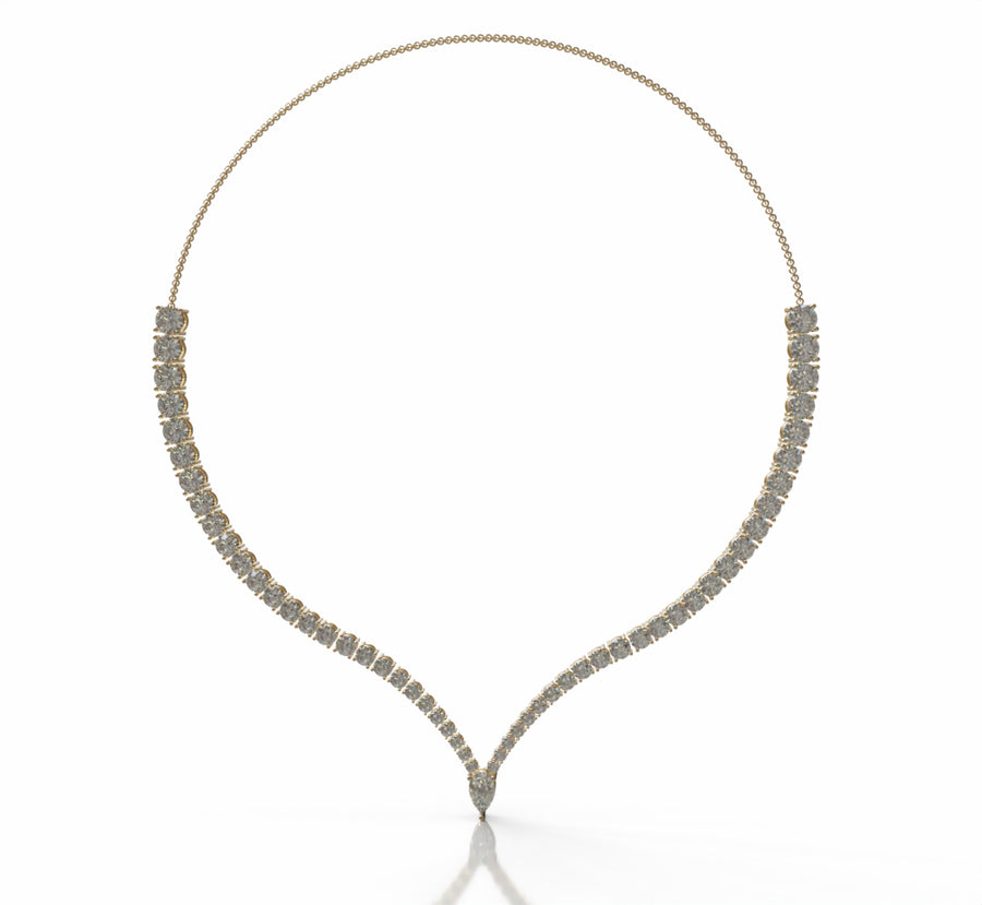 V Shape with Pear Diamond Necklace