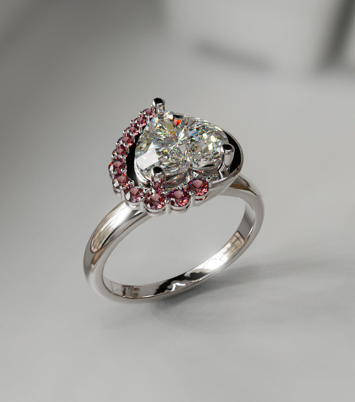 Half Halo 1.5ct Heart Shape Crown Fancy Ring image 9