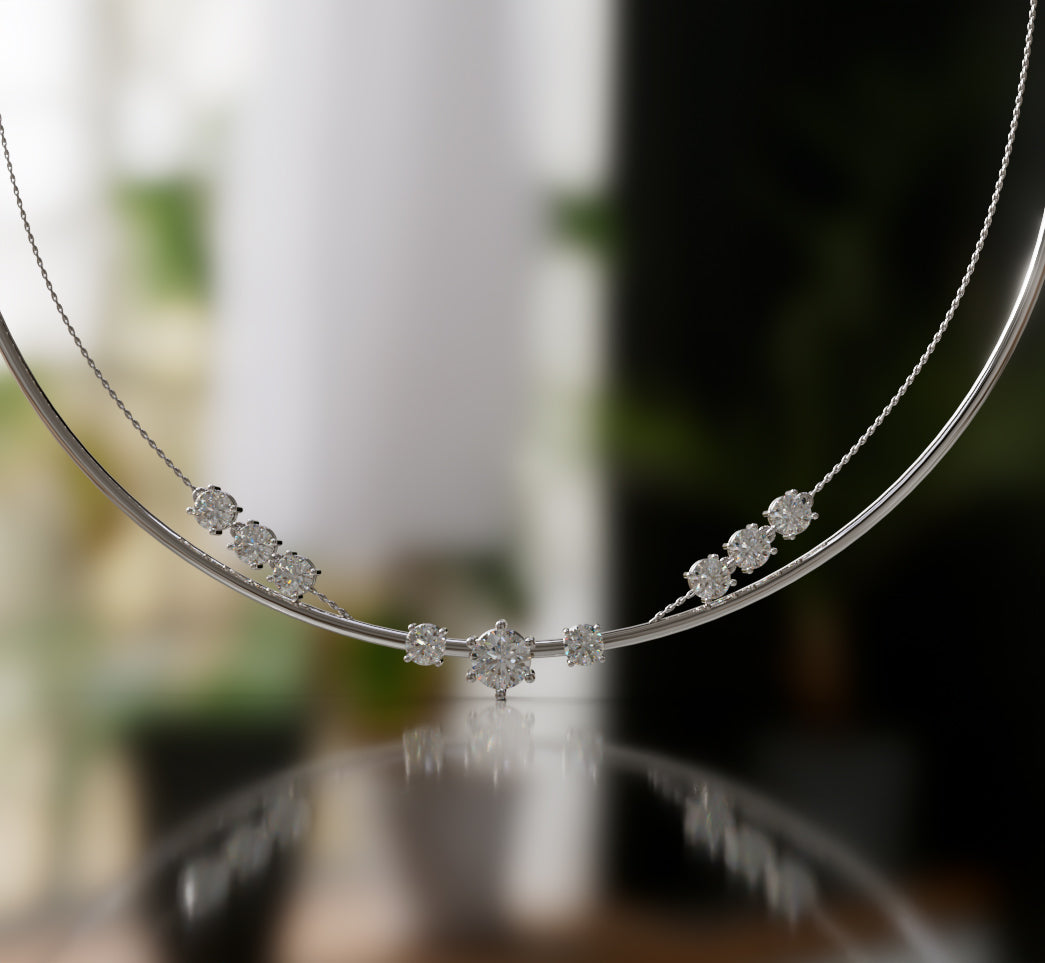 Double Row Chain Diamond  Necklace image 12