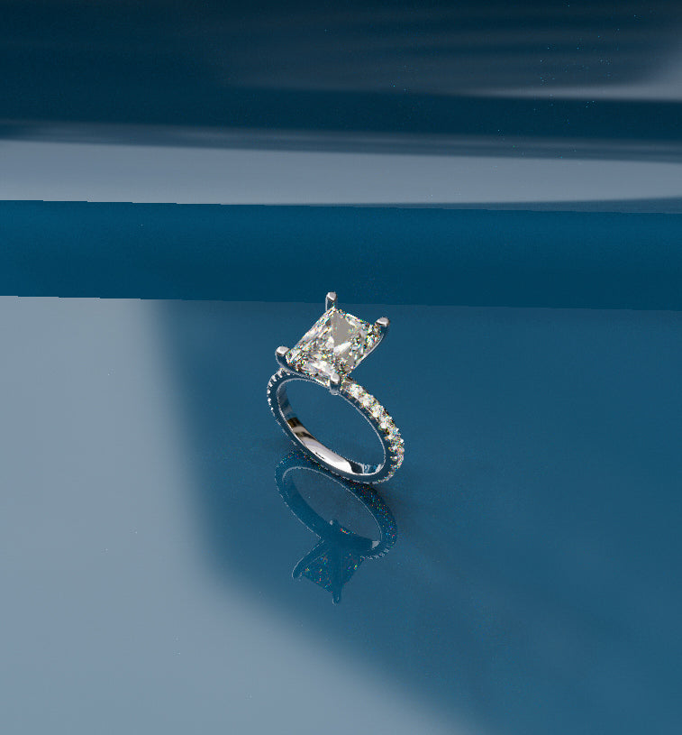 4ct Radiant Cut Micro Pavé Diamond Engagement Ring