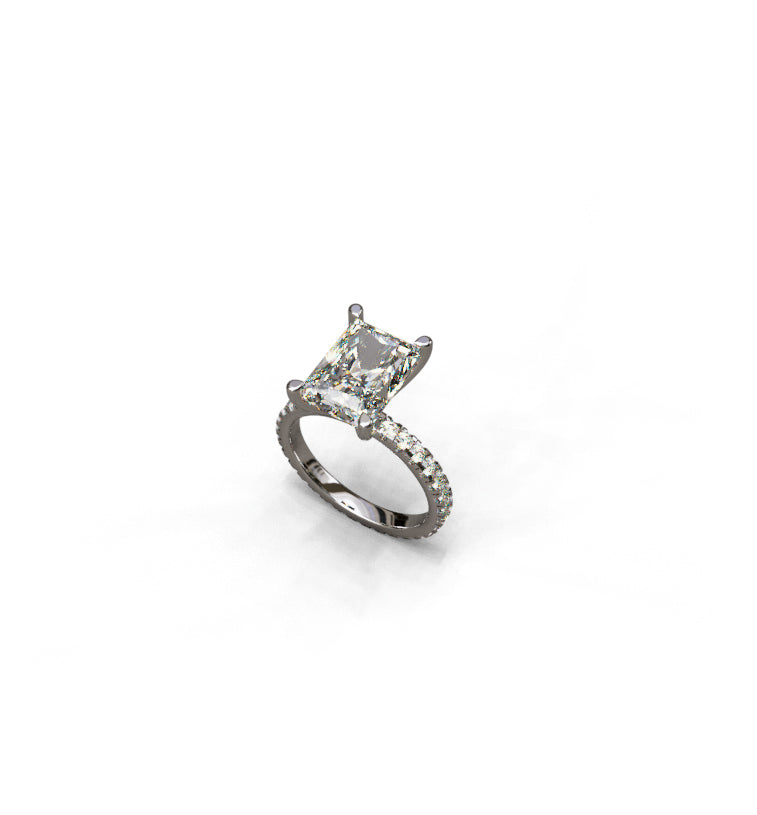 4ct Radiant Cut Micro Pavé Lab Grown Diamond Engagement Ring profile