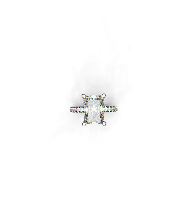 4ct Radiant Cut Micro Pavé Lab Grown Diamond Engagement Ring top diamond closer