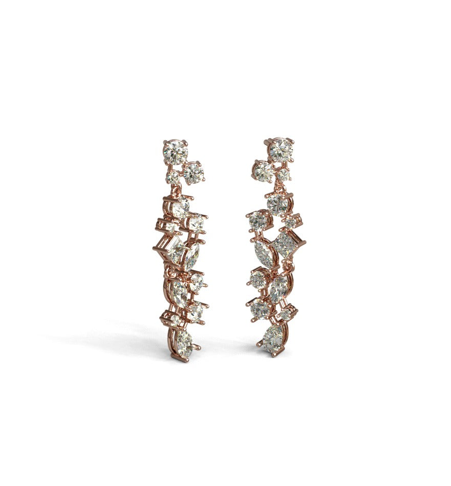 Fancy Shapes Cluster Diamond Dangle Earring image 3