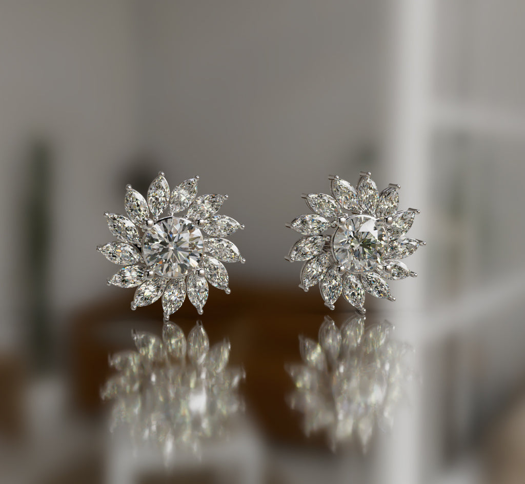 Sunflower Diamond Earring image 8