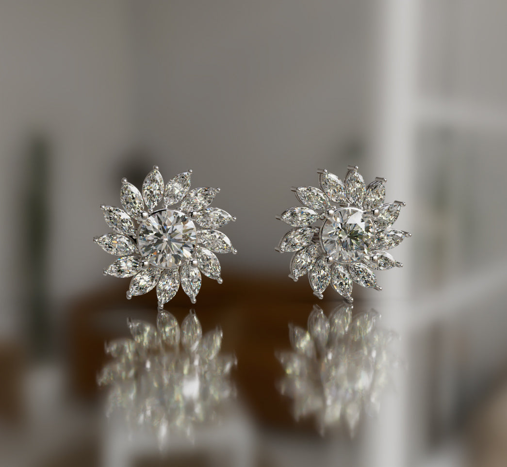Sunflower Diamond Earring image 8