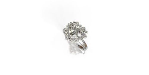 1.5ct Heart Shape Uneven Halo Crown Fancy Ring image 1