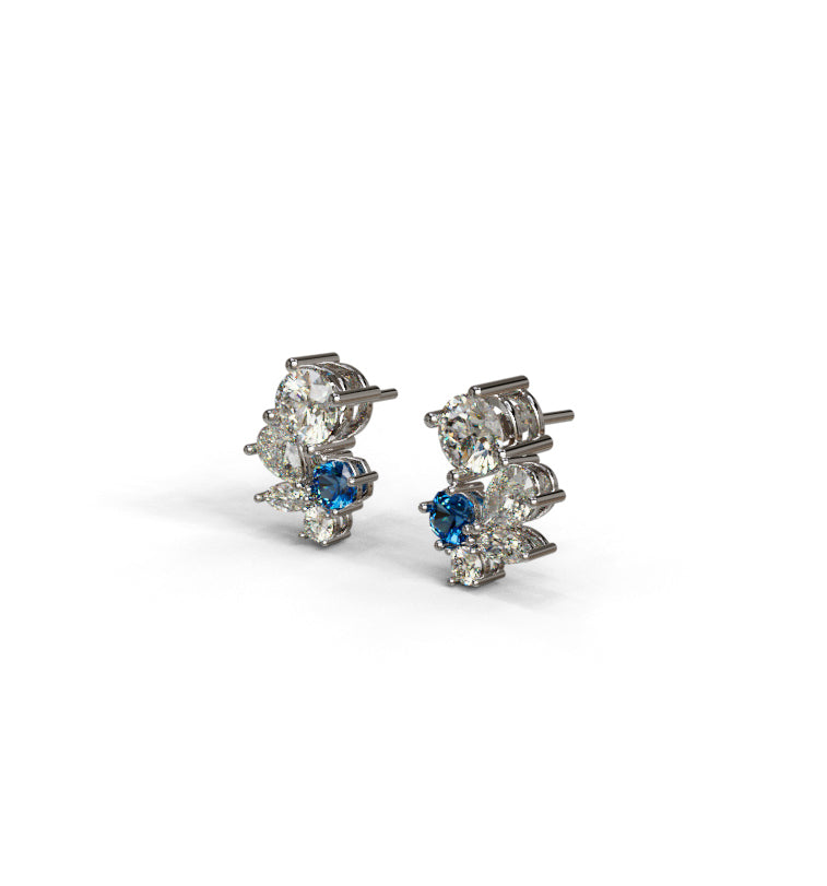 Round & Fancy Shape Diamond Cluster Stud Earring image 5