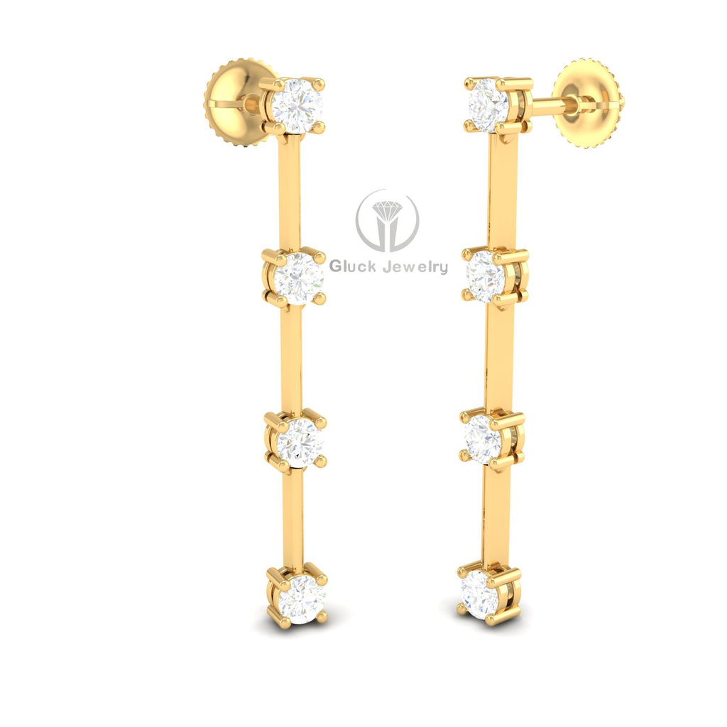 Drop Earring with Round Diamonds image 6