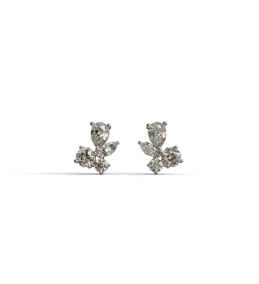 Mix Fancy Shapes Diamond and Blue Sapphire Stud Earring image 4