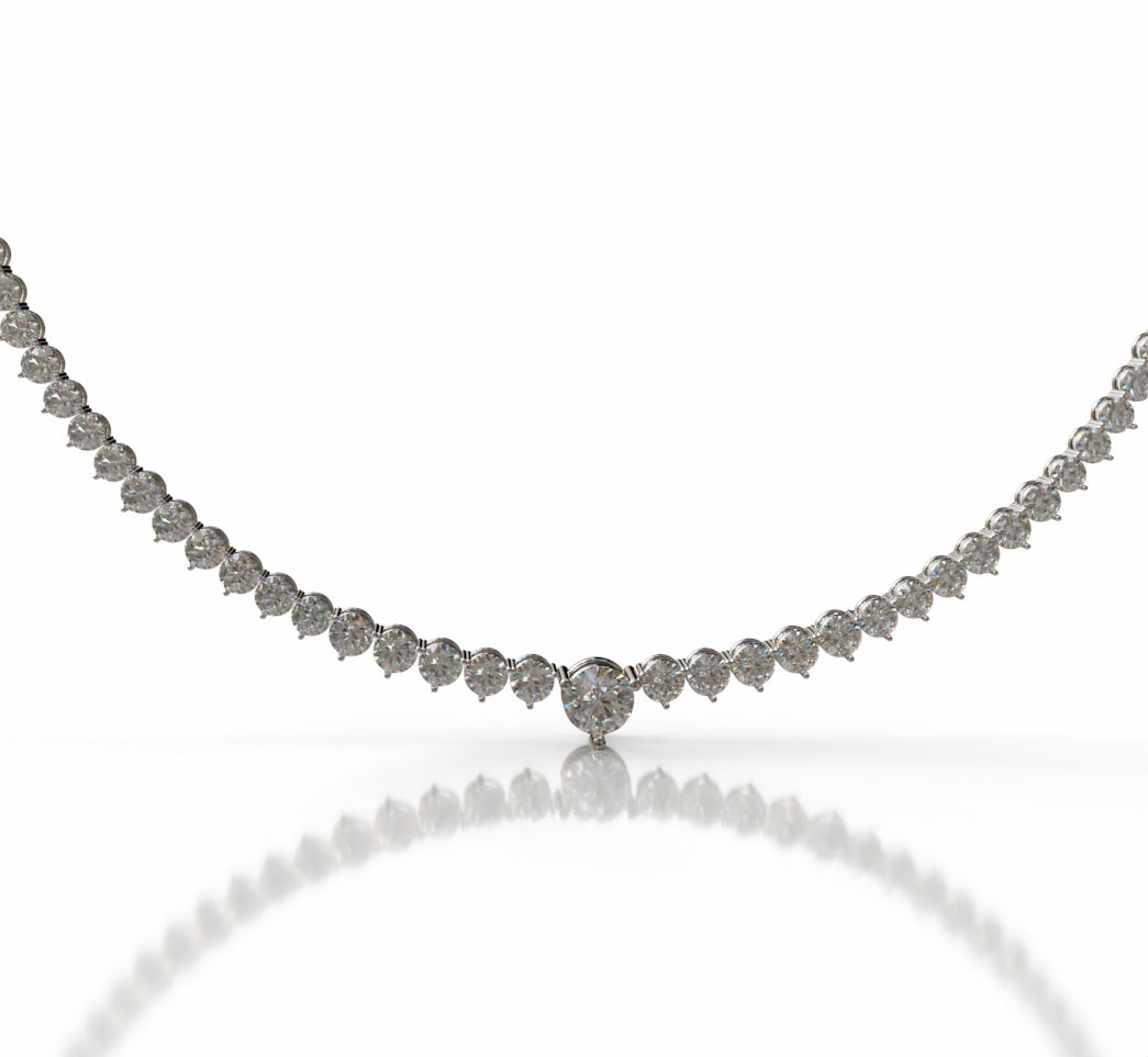 Three Prongs Tapered Diamond Tennis Necklace image 5