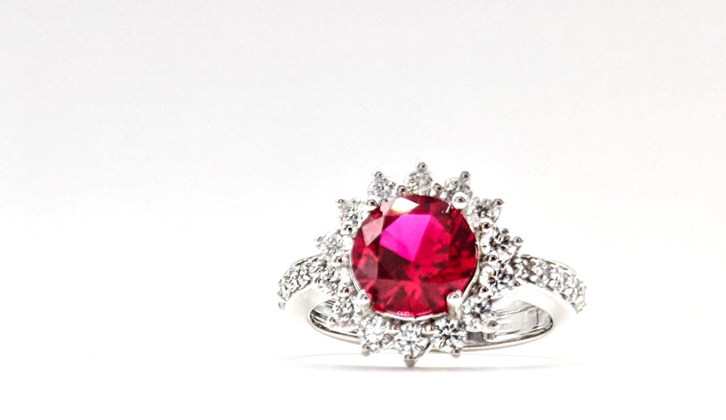 Created Red Ruby Halo Ring image 4