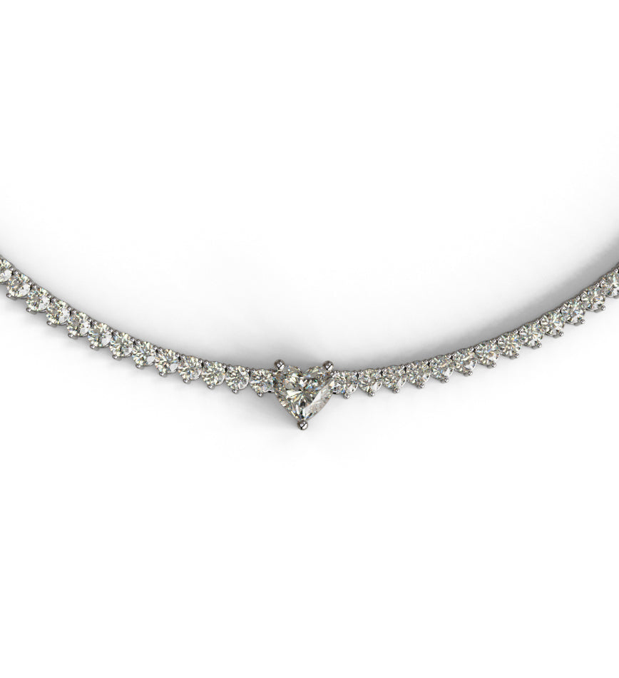 1.5ct Heart Center Tennis Necklace image 5