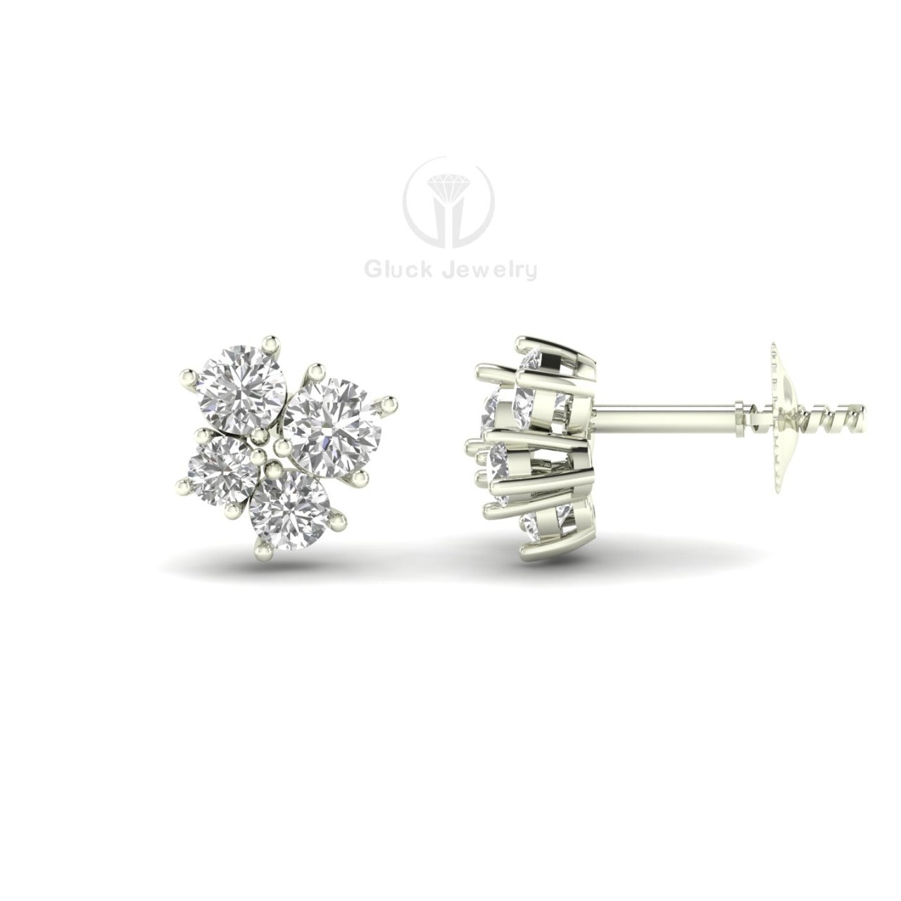 Four Stone Stud Earring image 4