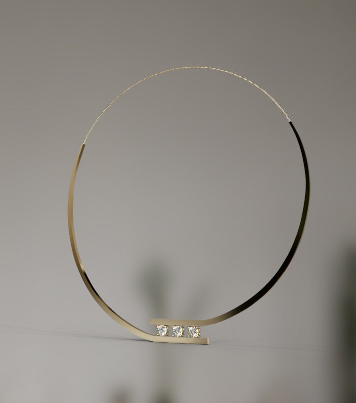 Solid 3/4 Way Satin Gold Diamond Necklace image 5