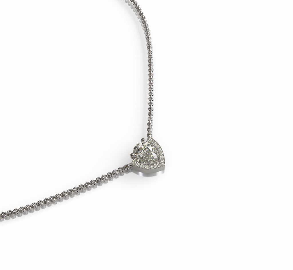 Pear Half Halo Diamond Dangle Pendant image 3