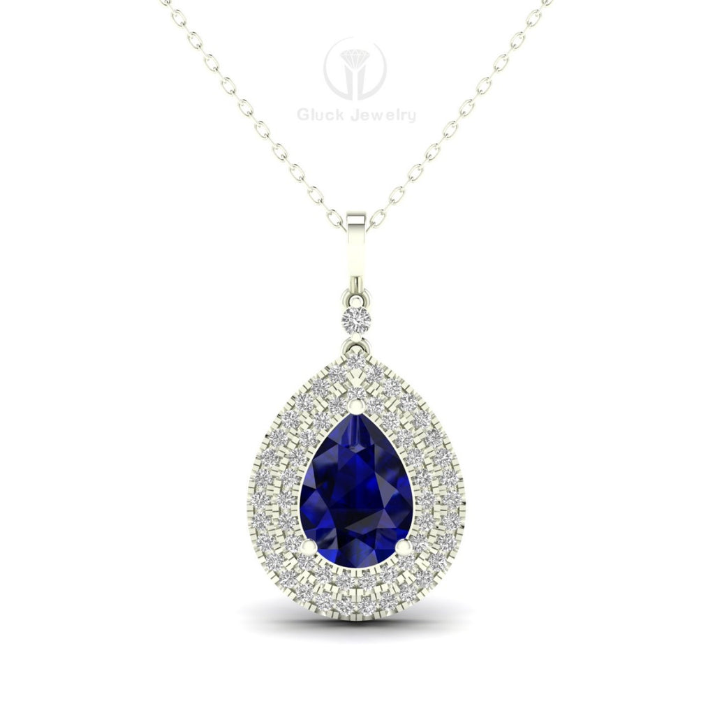 Double Halo Pear Shape Pendant image 11
